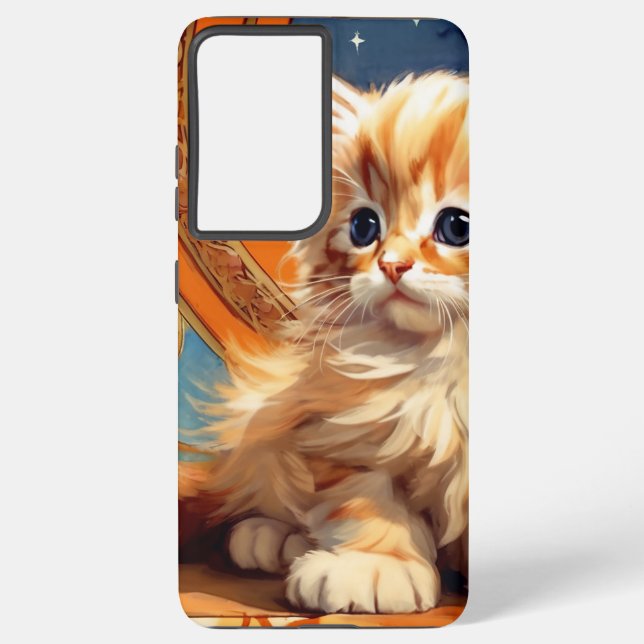 Coque Samsung Galaxy Alphonse Mucha Art Nouveau Chat orange (Verso)