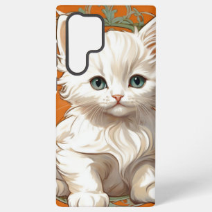 Coque Samsung Galaxy Alphonse Mucha Art Nouveau Kitten blanc