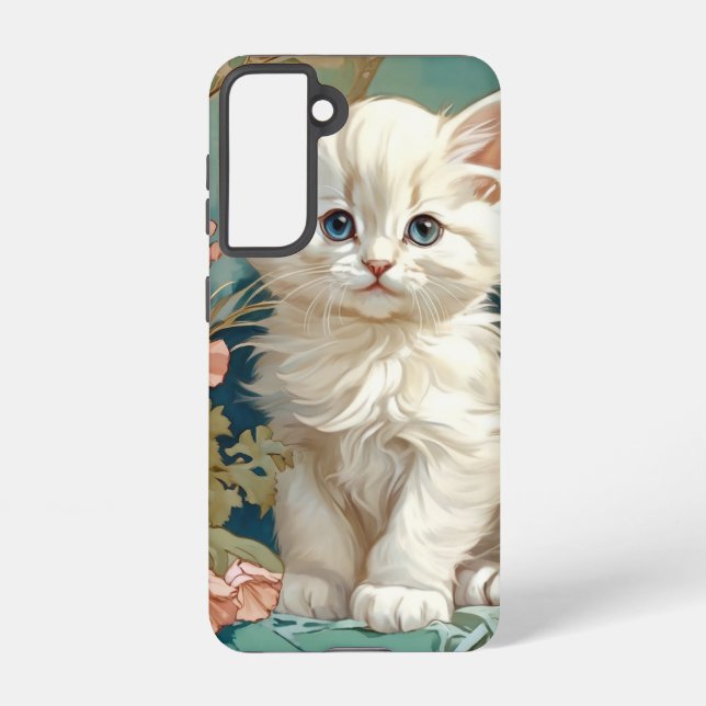 Coque Samsung Galaxy Alphonse Mucha Style Chat blanc (Verso)