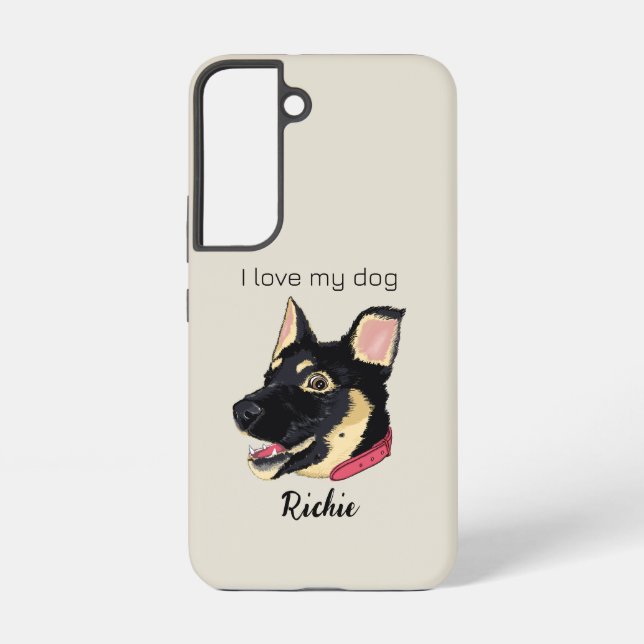 Coque Samsung Galaxy Amoureux des chiens chiot allemand (Verso)