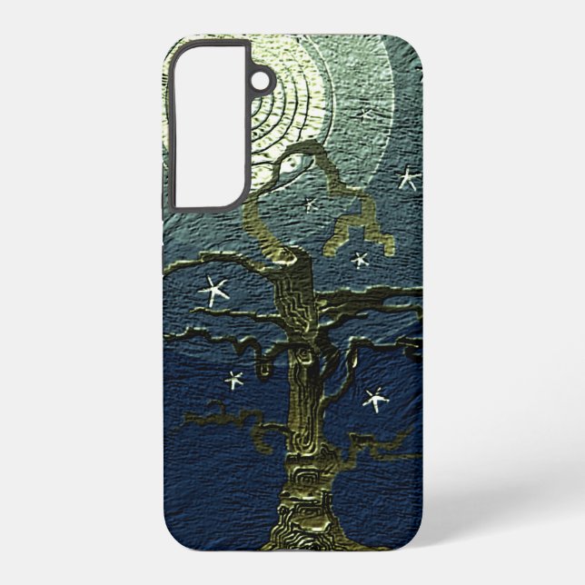 Coque Samsung Galaxy Ancien arbre filaire Lune et étoiles (Verso)