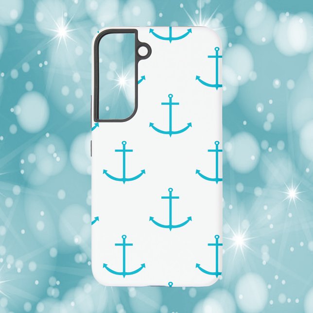 Coque Samsung Galaxy Ancre Motif bleu turquoise (A phone case with a pattern of turquoise anchors)