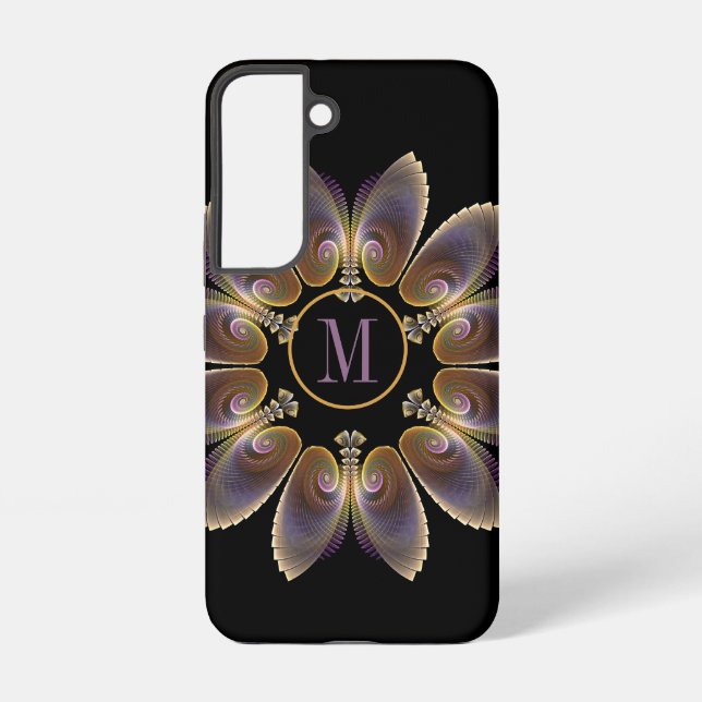 Coque Samsung Galaxy Ange Abstraite ailes Mandala Monogramme fractal (Verso)