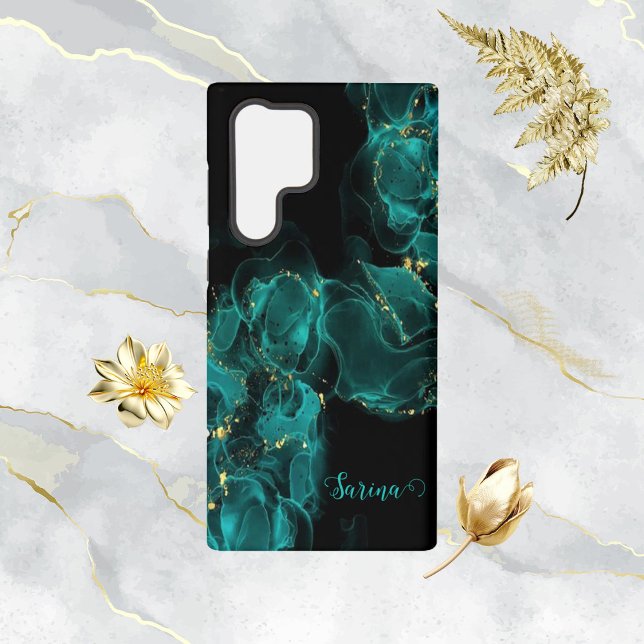 Coque Samsung Galaxy Aquarelle Anastasia Noir et vert (Créateur téléchargé)