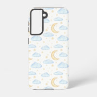Aquarelle Lune étoiles et nuages Motif
