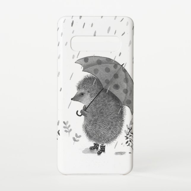 Coque Samsung Galaxy Aquarelle mignonne Hérisson Rainy Day Whimsical (Dos)