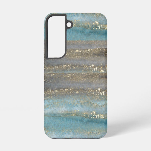 Coque Samsung Galaxy Aquarelle Parties scintillant bleue Design esthéti (Verso)