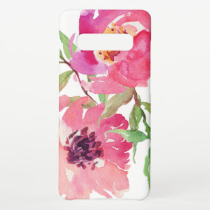 Coque Samsung Galaxy S10+ Aquarelle rose Fille Motif Floral