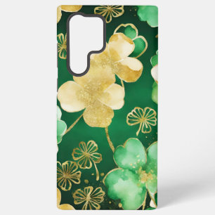 COQUE SAMSUNG GALAXY AQUARELLE TRÈFLES IRLANDAIS VERT ET OR