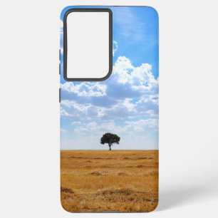 Coque Samsung Galaxy Arbre dans un champ de blé récolté
