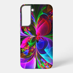 Coque Samsung Galaxy Art abstrait floral moderne motif rouge bleu #12