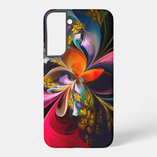 Coque Samsung Galaxy Art abstrait floral moderne motif rouge bleu #13