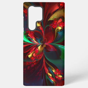 Coque Samsung Galaxy Art abstrait floral moderne motif rouge vert #11
