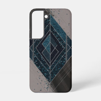 Coque Samsung Galaxy Art Déco Bleu Pailleté Géométrique