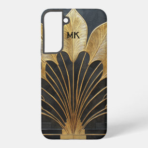 Coque Samsung Galaxy Art Déco Noir Or Imprimé Monogramme / Initiale
