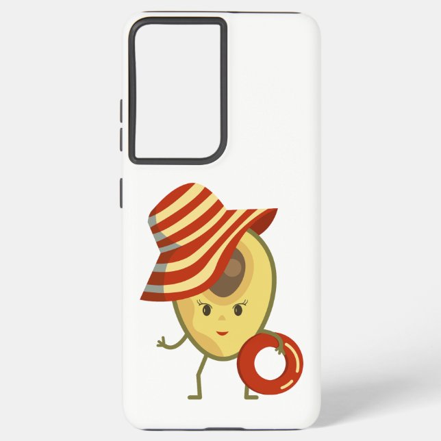 Coque Samsung Galaxy Avocado beach girl avec casquette de soleil et ann (Verso)