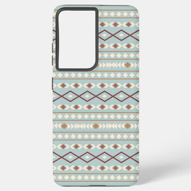 Coque Samsung Galaxy Aztec Formes Motif Rusts Crème Turquoise-Bleu (Verso)