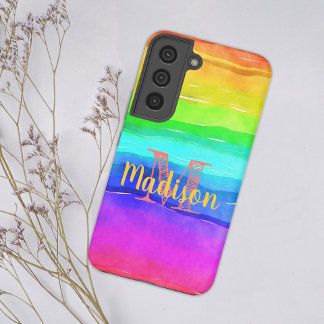 Coque Samsung Galaxy Bandes de Fierté Arc-en-ciel Couleur Amusante Nom