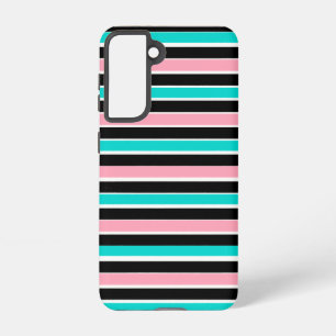 Coque Samsung Galaxy Bandes en rose noire et bleu