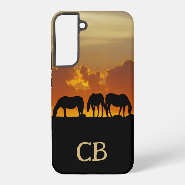 Coque Samsung Galaxy Beaux chevaux au coucher du soleil Soirée Initiale (Verso)