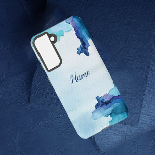 Coque Samsung Galaxy Belle étoffe Aquarelle Bleu et Cyan