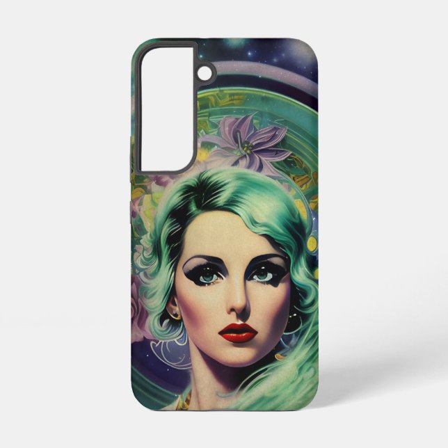 Coque Samsung Galaxy Belle Lavande & Green Retro Style Space Woman (Verso)