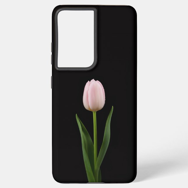 Coque Samsung Galaxy Black 4 Luxe Galaxy S21 Plus, Blush Pink Tulip (Verso)