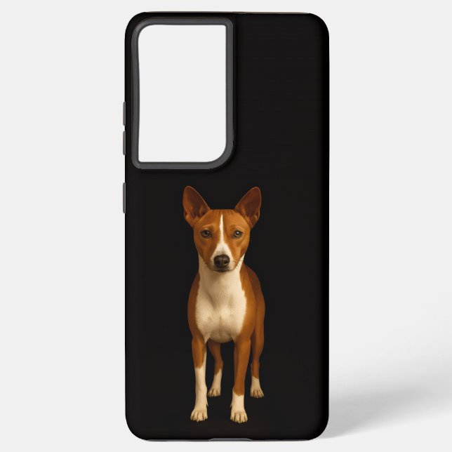 Coque Samsung Galaxy Black 4 Luxe Galaxy S21 Plus, Classy Basenji Dog (Verso)