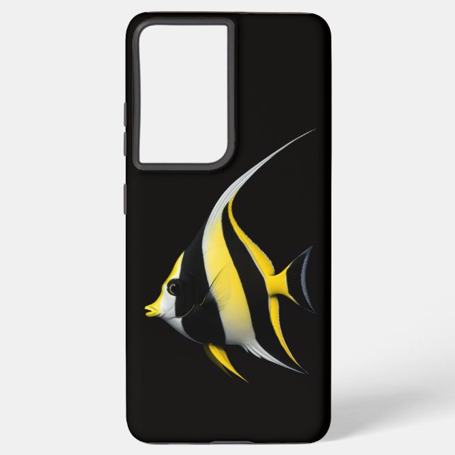 Coque Samsung Galaxy Black 4 Luxe Galaxy S21 Plus, Moorish Idol Fish (Verso)