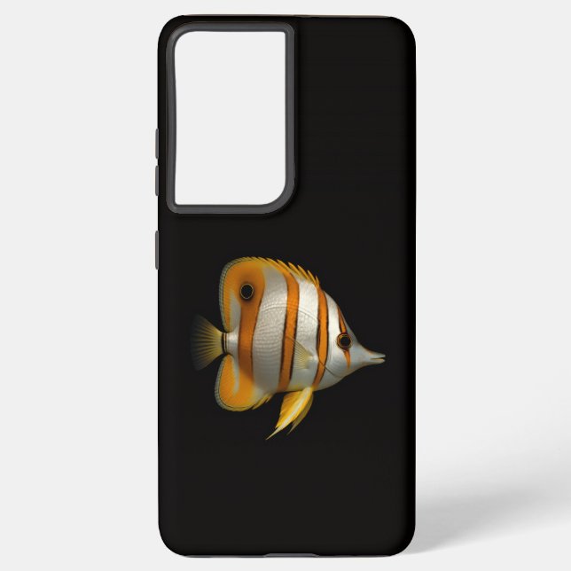 Coque Samsung Galaxy Black 4 Luxe Galaxy S21 Plus, Reef Buttterflyfish (Verso)