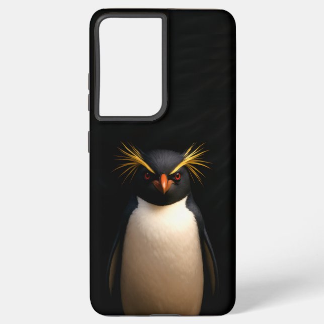 Coque Samsung Galaxy Black 4 Luxe Galaxy S21 Ultra, Rockhopper Penguin (Verso)