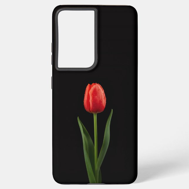 Coque Samsung Galaxy Black 4 Luxe Galaxy S21 Ultra, Ruby Red Tulip (Verso)