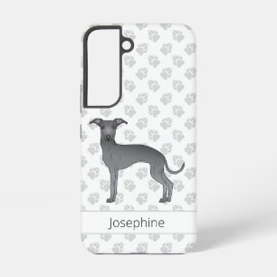 Coque Samsung Galaxy Bleu Italien Greyhound Cute Dessin Chien Avec Nom