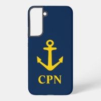 Bleu marine et jaune ancre nautique monogrammée