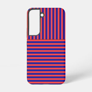 Coque Samsung Galaxy Bleu rouge, bandes horizontales verticales