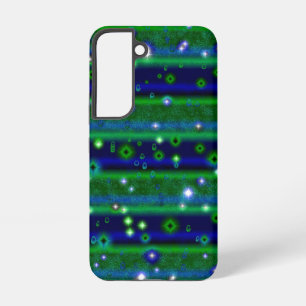 Coque Samsung Galaxy Bleu vert rayures avec étoiles et Raindrops