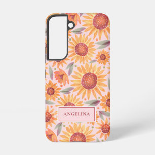 Coque Samsung Galaxy Blush Rose Floral Botanique Féminin Orange