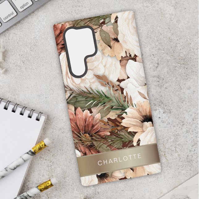 Coque Samsung Galaxy Boho Floral Earth Tones (Créateur téléchargé)