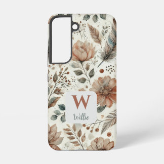 Coque Samsung Galaxy Boho floral personnalisé monogramme et nom
