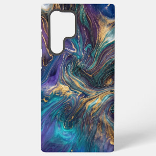 Coque Samsung Galaxy Boîtier Samsung en marbre de luxe – Abstrait bleu