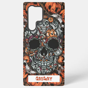 Coque Samsung Galaxy Boîtier téléphonique S22 Citrouille et crâne