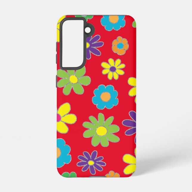 Coque Samsung Galaxy Boîtier téléphonique Samsung Galaxy S21 Red Flower (Verso)