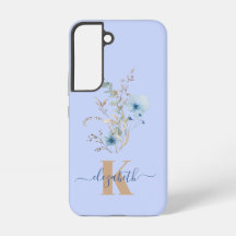 bouquet de fleurs aquarelles bleu poussiéreux rust