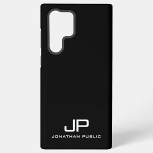 Coque Samsung Galaxy Cadeaux Noir & Blanc Élégant Moderne Monogramme Me