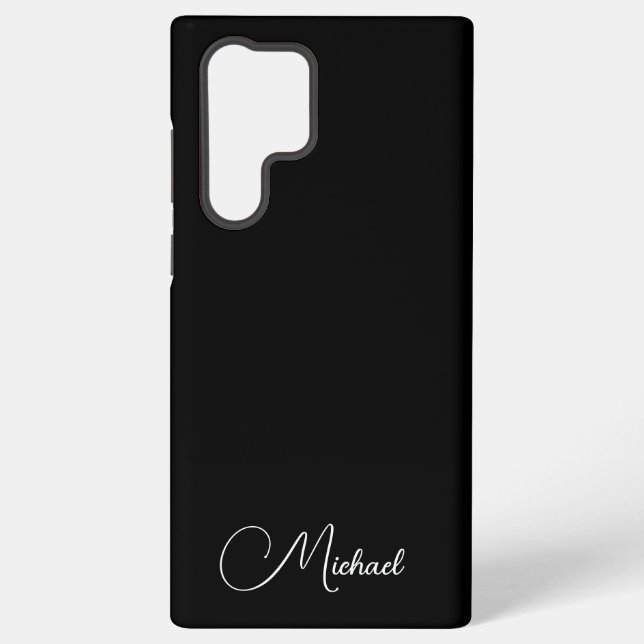 Coque Samsung Galaxy Cadeaux noirs élégants Monogramme Nom de typograph (Verso)