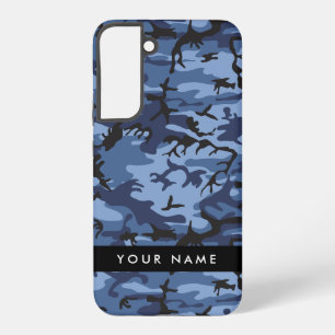 Coque Samsung Galaxy Camouflage bleu marine Votre nom Personnalisez
