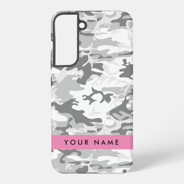 Coque Samsung Galaxy Camouflage gris neige d'hiver Votre nom Personnali (Verso)
