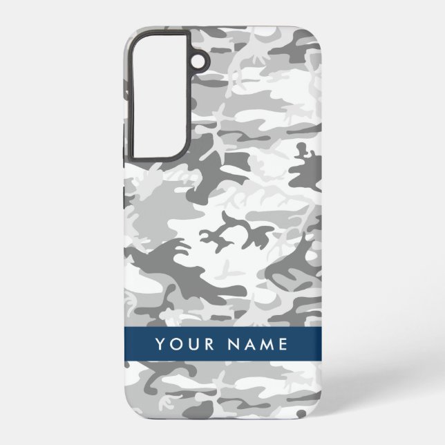Coque Samsung Galaxy Camouflage gris neige d'hiver Votre nom Personnali (Verso)