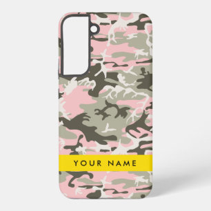 Coque Samsung Galaxy Camouflage Rose et Vert Personnalisez votre nom