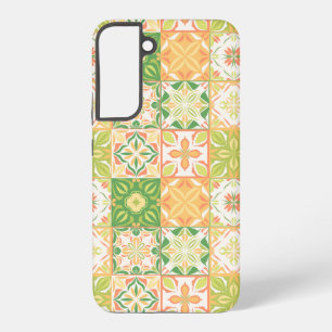 Coque Samsung Galaxy Carreaux ornés en vert et jaune